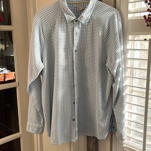 Long sleeved cotton blue/white print shirt